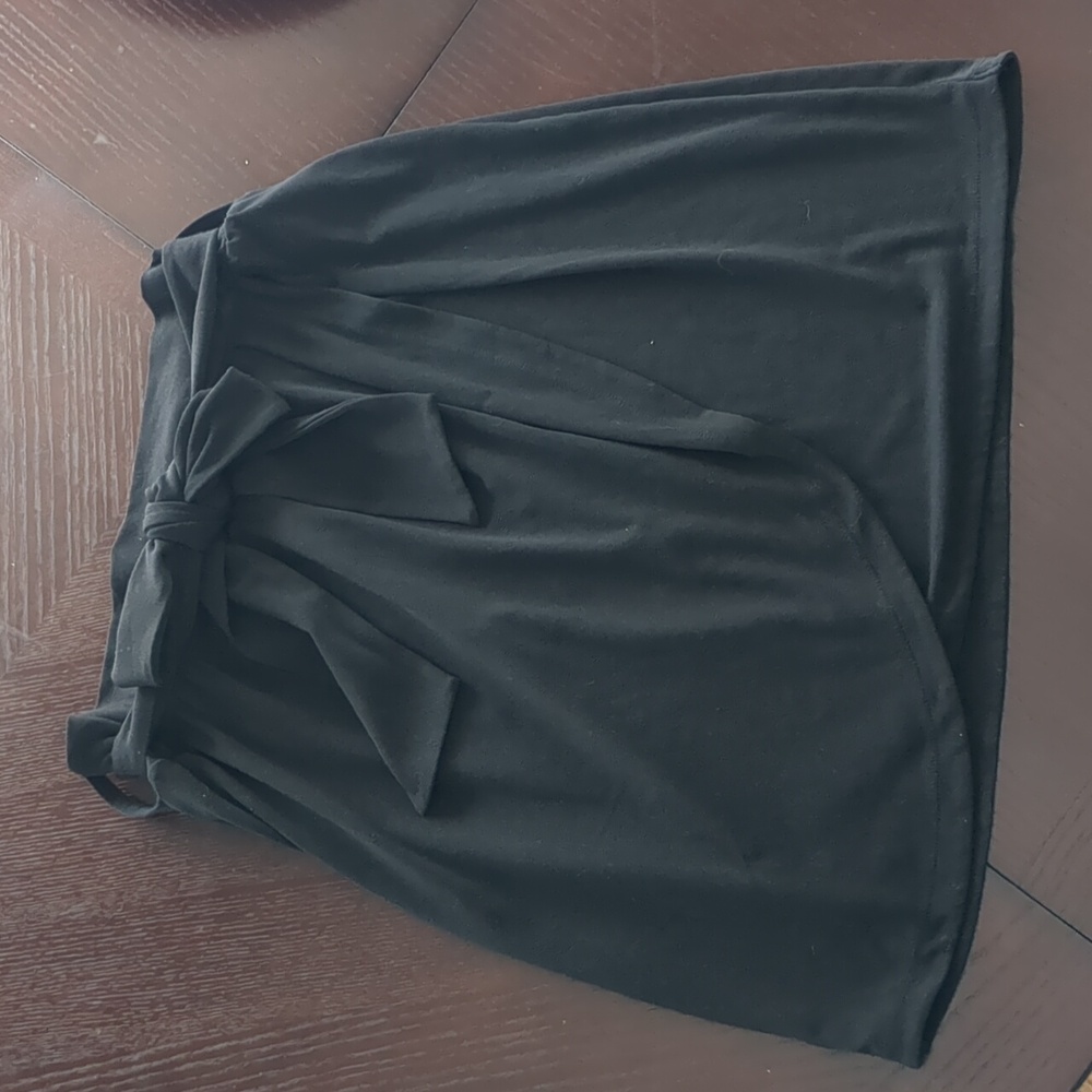 Black Faux Wrap Skirt